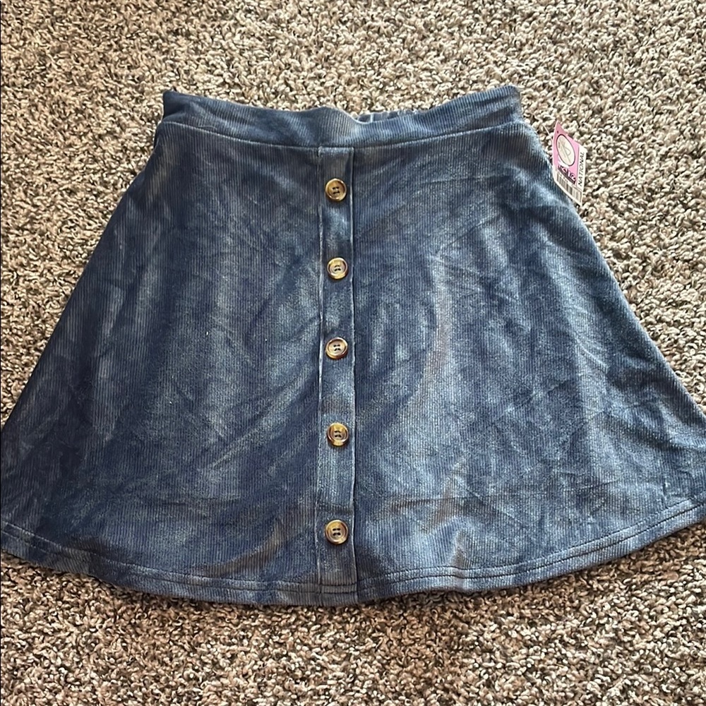 Knitworks Blue/Gray Button-Front Skort